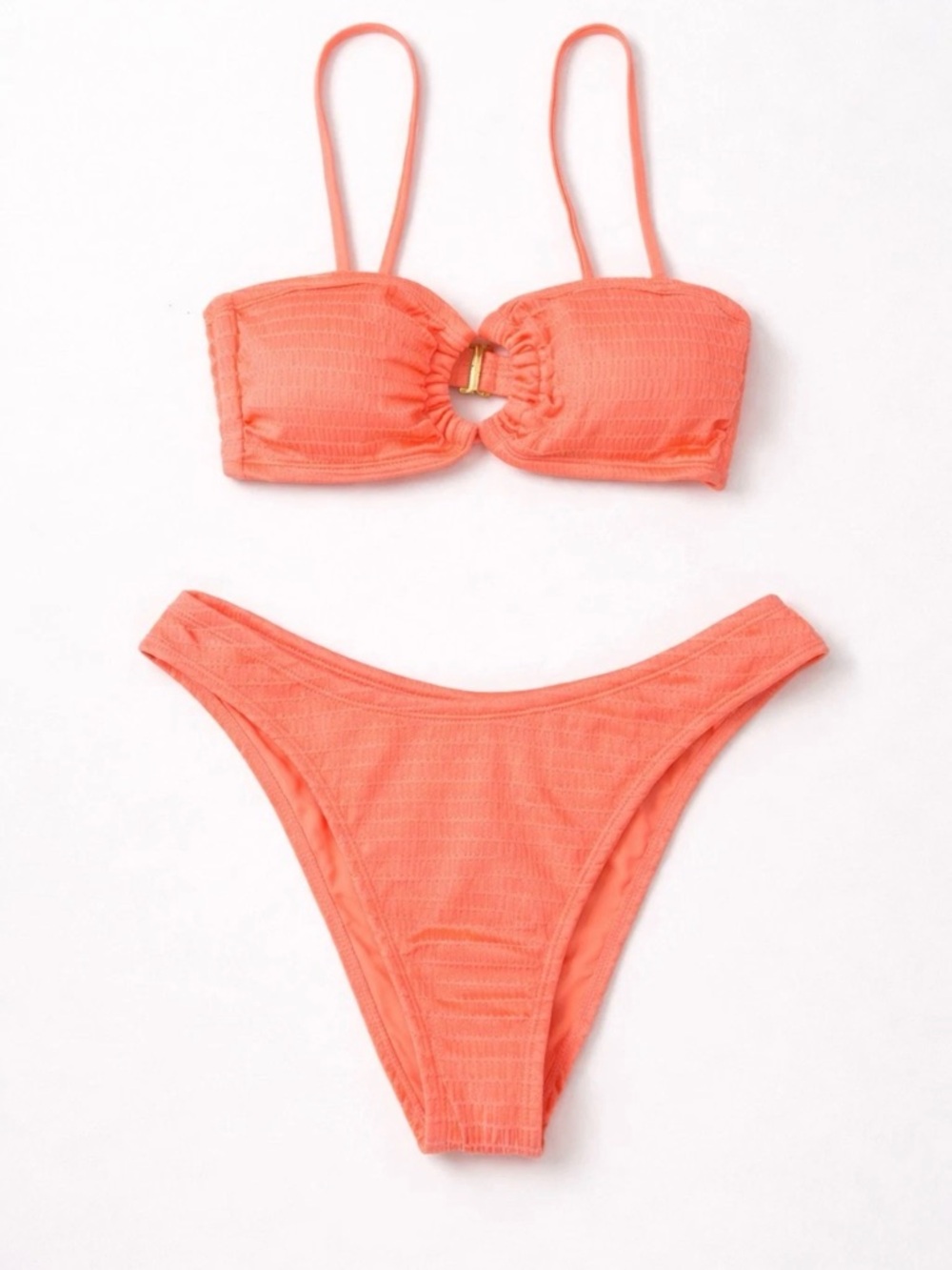 Isabella Rose Poppy Coral 2 Piece swim suit Bikini Set NEW LARGE